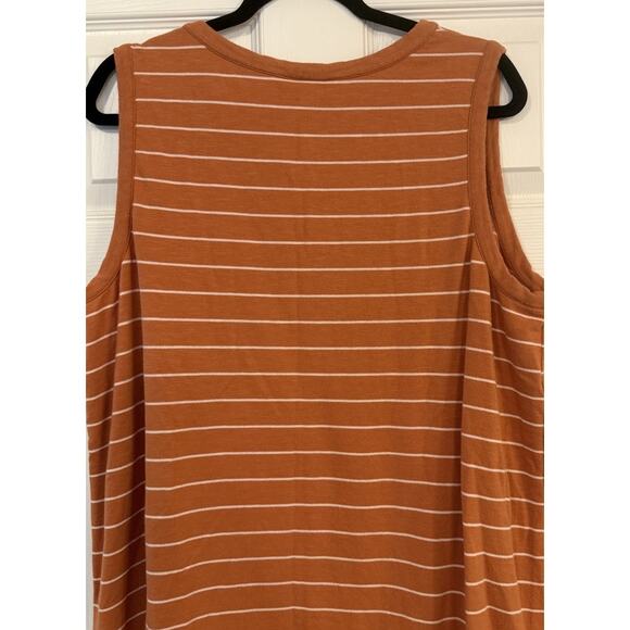 J Jill French Terry Tank Dress XL Orange Striped V-Neck Lounge Casual Vacation - Picture 5 of 12
